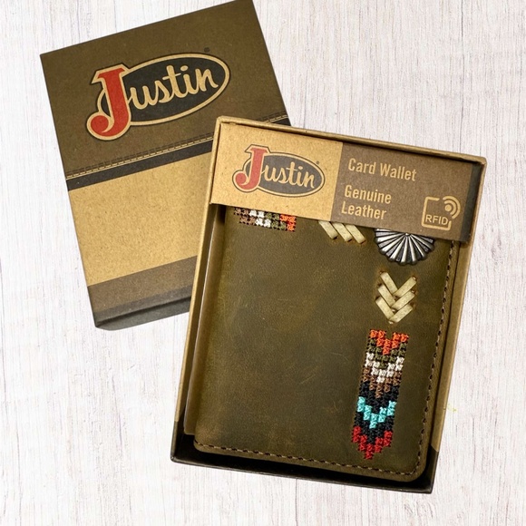 Justin Boots Needlepoint Card Wallet With Money Clip - Picture 2 of 5
